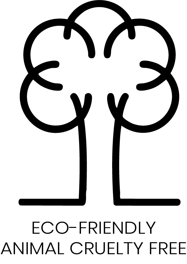 Icon representing eco-friendly and animal cruelty-free practices with tree design.
