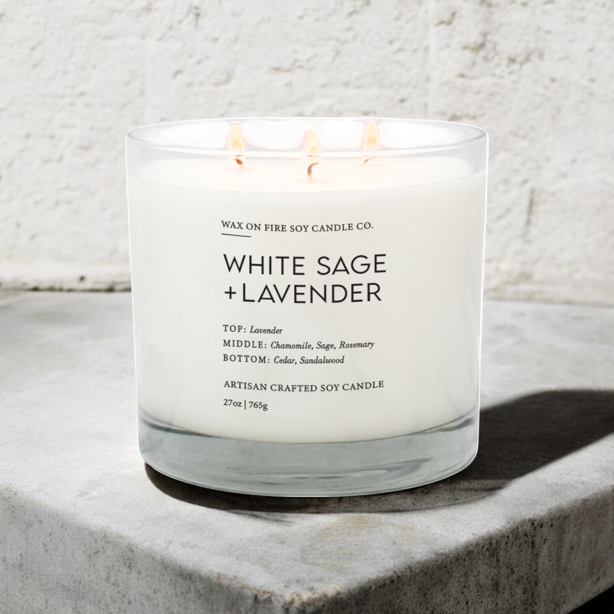 White Sage + Lavender <br>Signature Luxe 3-Wick Candle