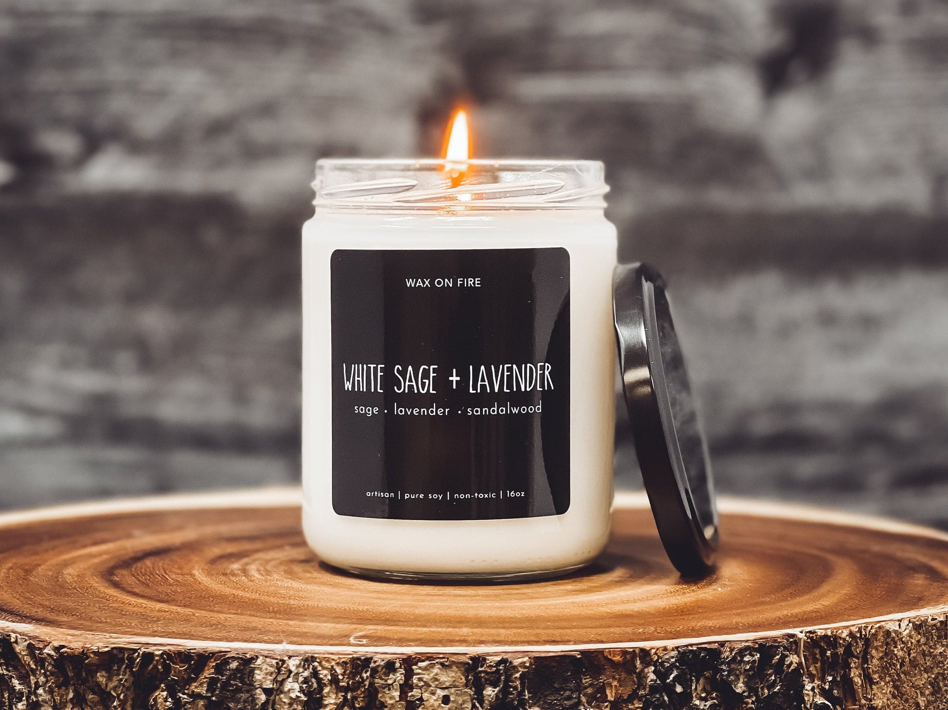 White Sage + Lavender | Non-Toxic Soy Candle - Wax On Fire