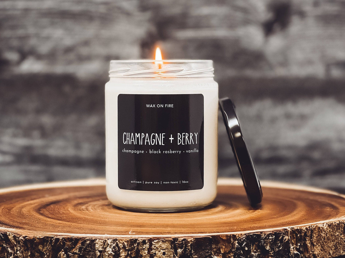 Champagne + Berry | Non-Toxic Soy Candle - Wax On Fire