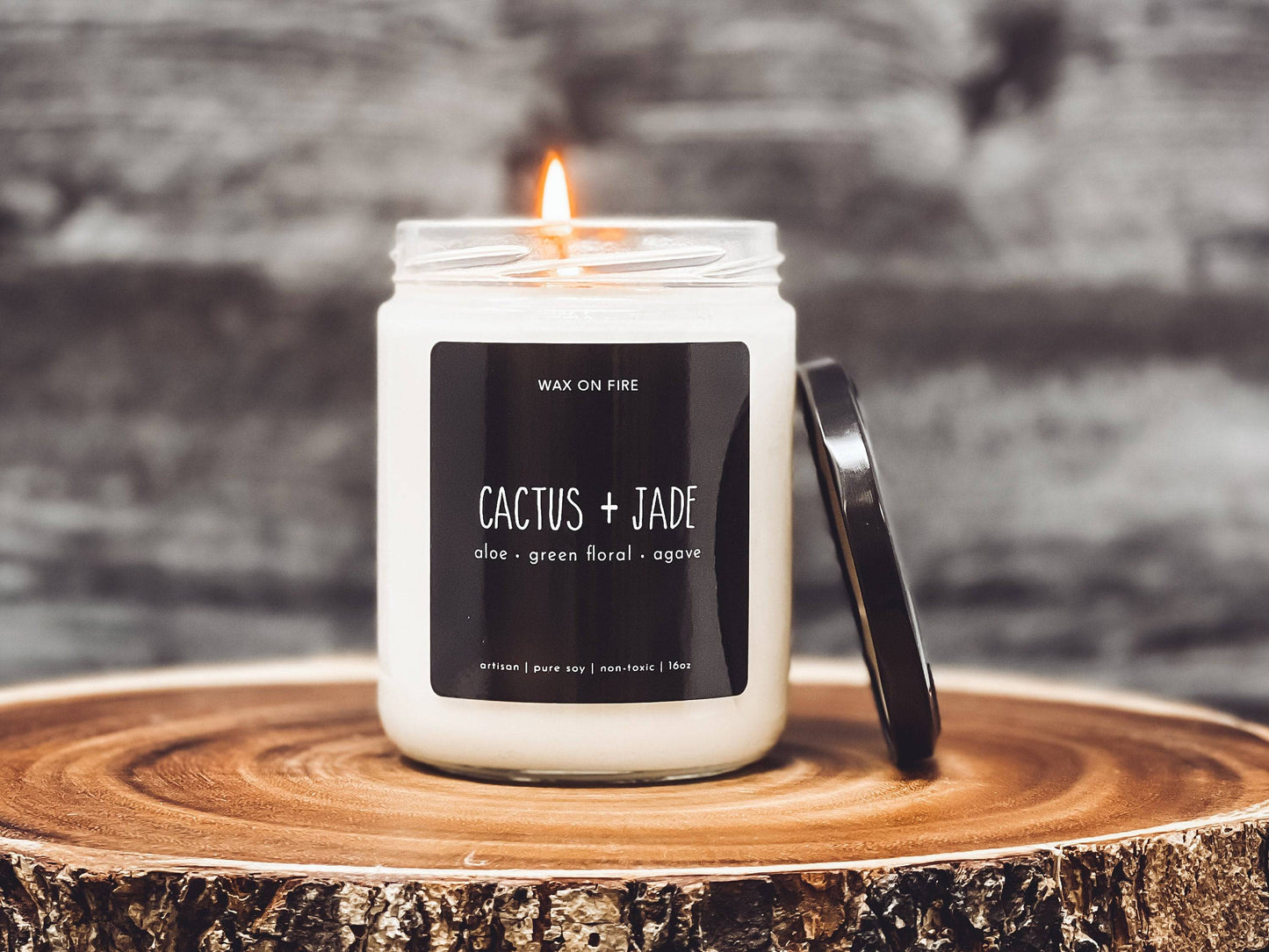 Cactus + Jade | Non-Toxic Soy Candle - Wax On Fire